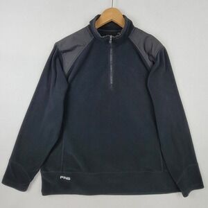 PING Mens 1/4 Zip Fleece Pullover Jacket Black XL 12F3962